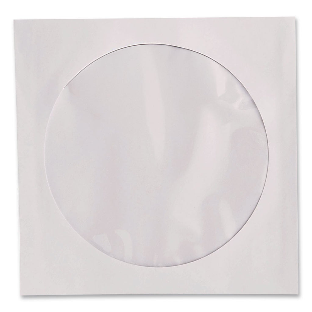 CD/DVD Sleeves, 1 Disc Capacity, Clear/White, 100/Box