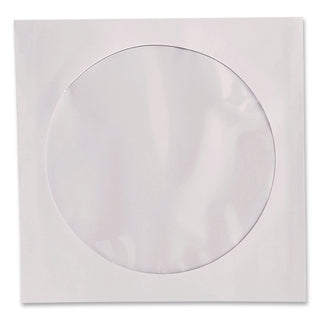 CD/DVD Sleeves, 1 Disc Capacity, Clear/White, 100/Box
