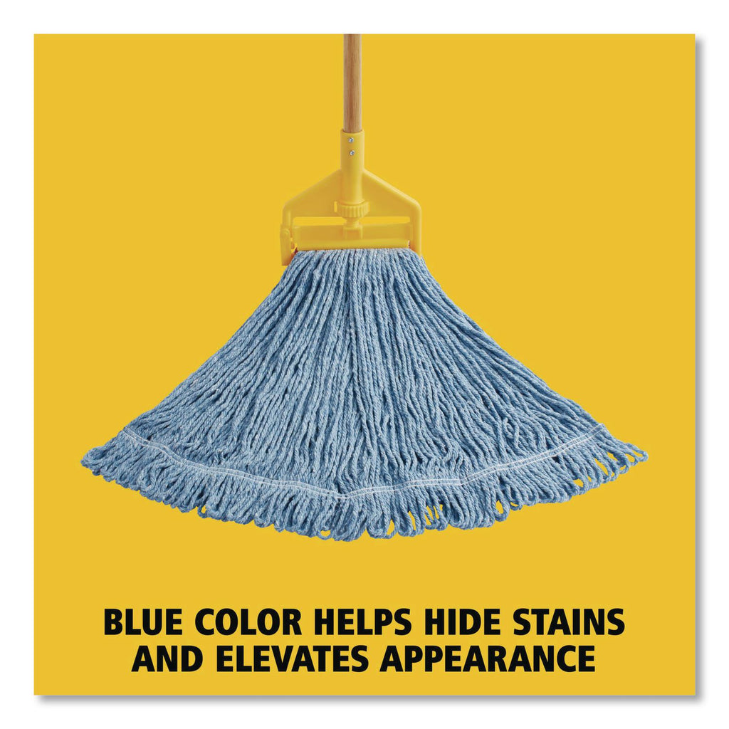 Super Stitch Blend Mop Head, Medium, Cotton/Synthetic, Blue, 6/Carton