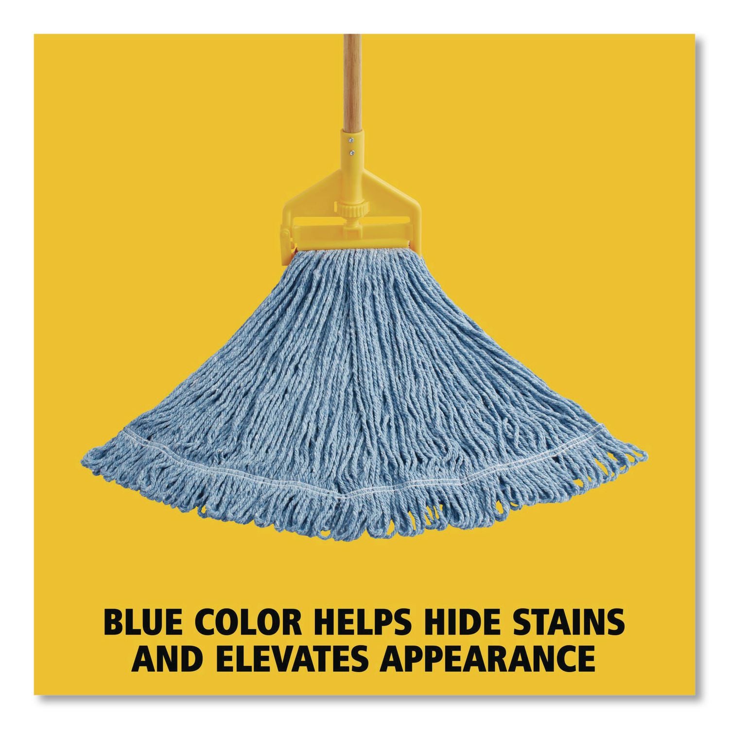 Super Stitch Blend Mop Head, Medium, Cotton/Synthetic, Blue, 6/Carton