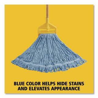 Super Stitch Blend Mop Head, Medium, Cotton/Synthetic, Blue, 6/Carton