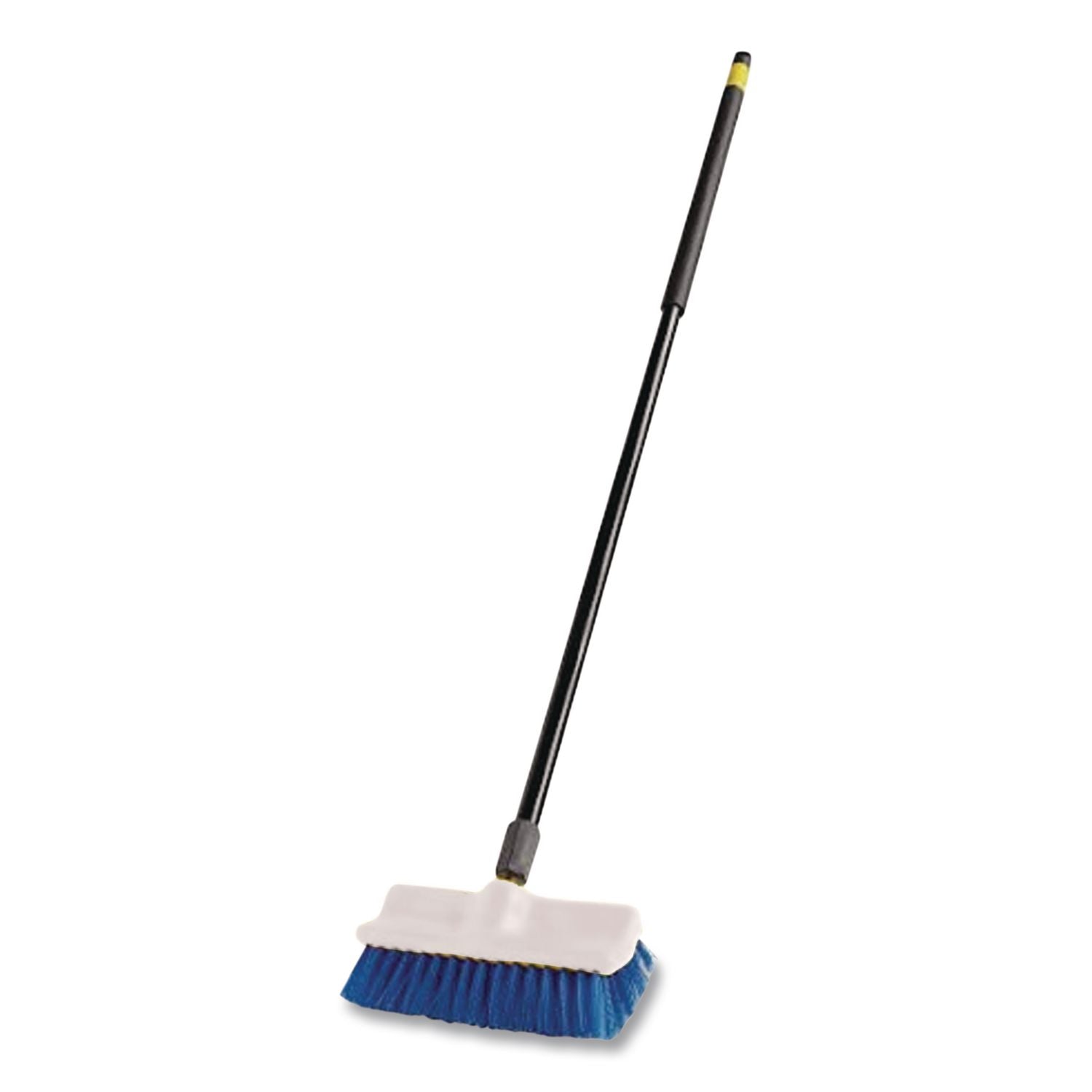 Synthetic Fiber Scrub Brush, Blue Synthetic Bristles, 10" Brush, White Foam Handle