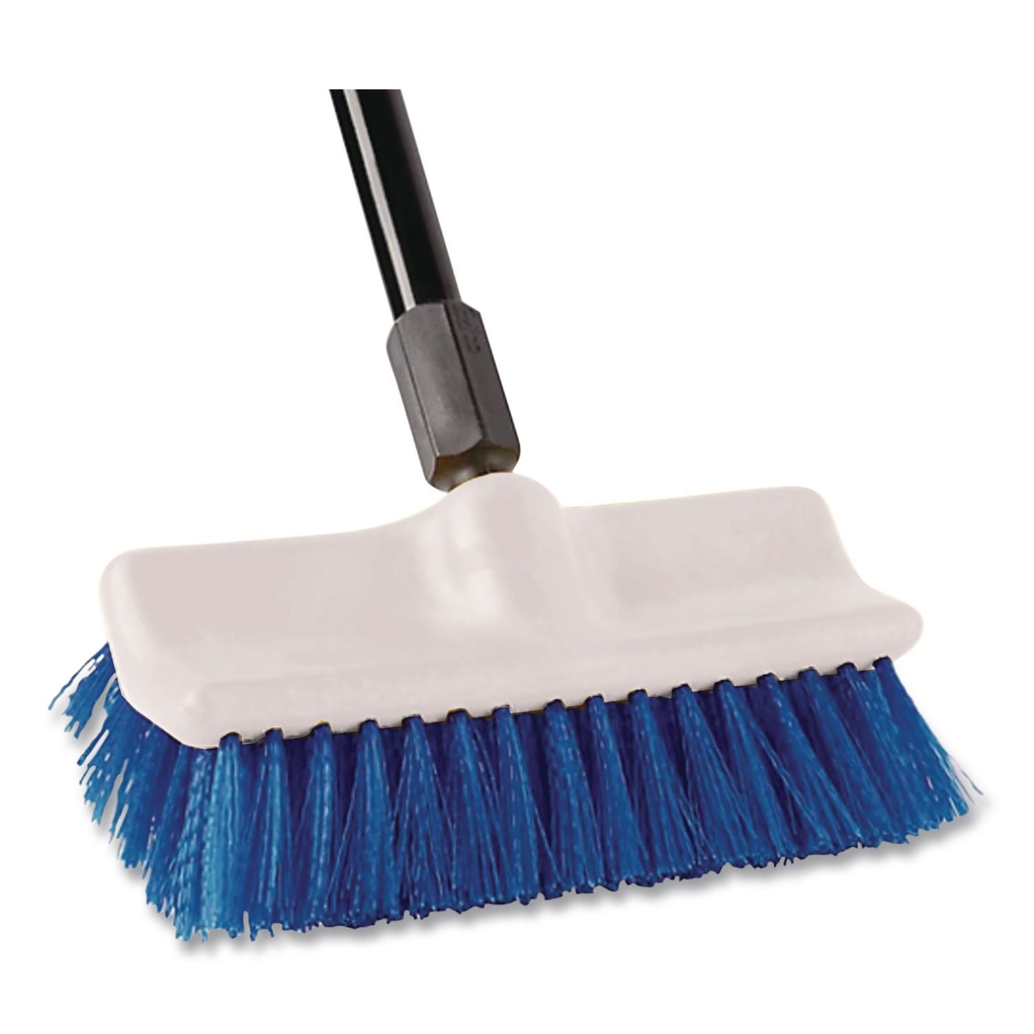 Synthetic Fiber Scrub Brush, Blue Synthetic Bristles, 10" Brush, White Foam Handle