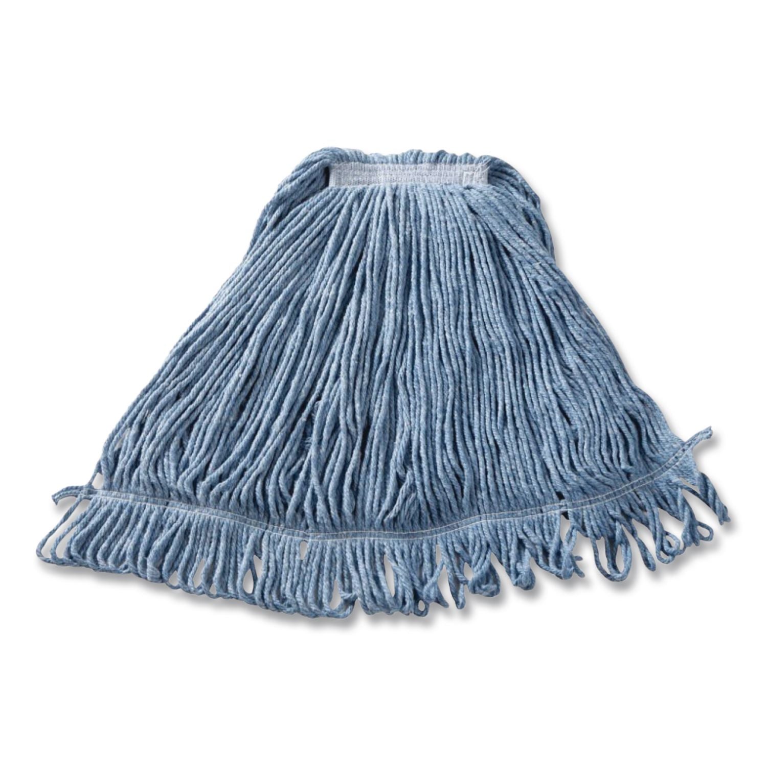 Super Stitch Blend Mop Head, Large, Cotton/Synthetic, Blue, 6/Carton