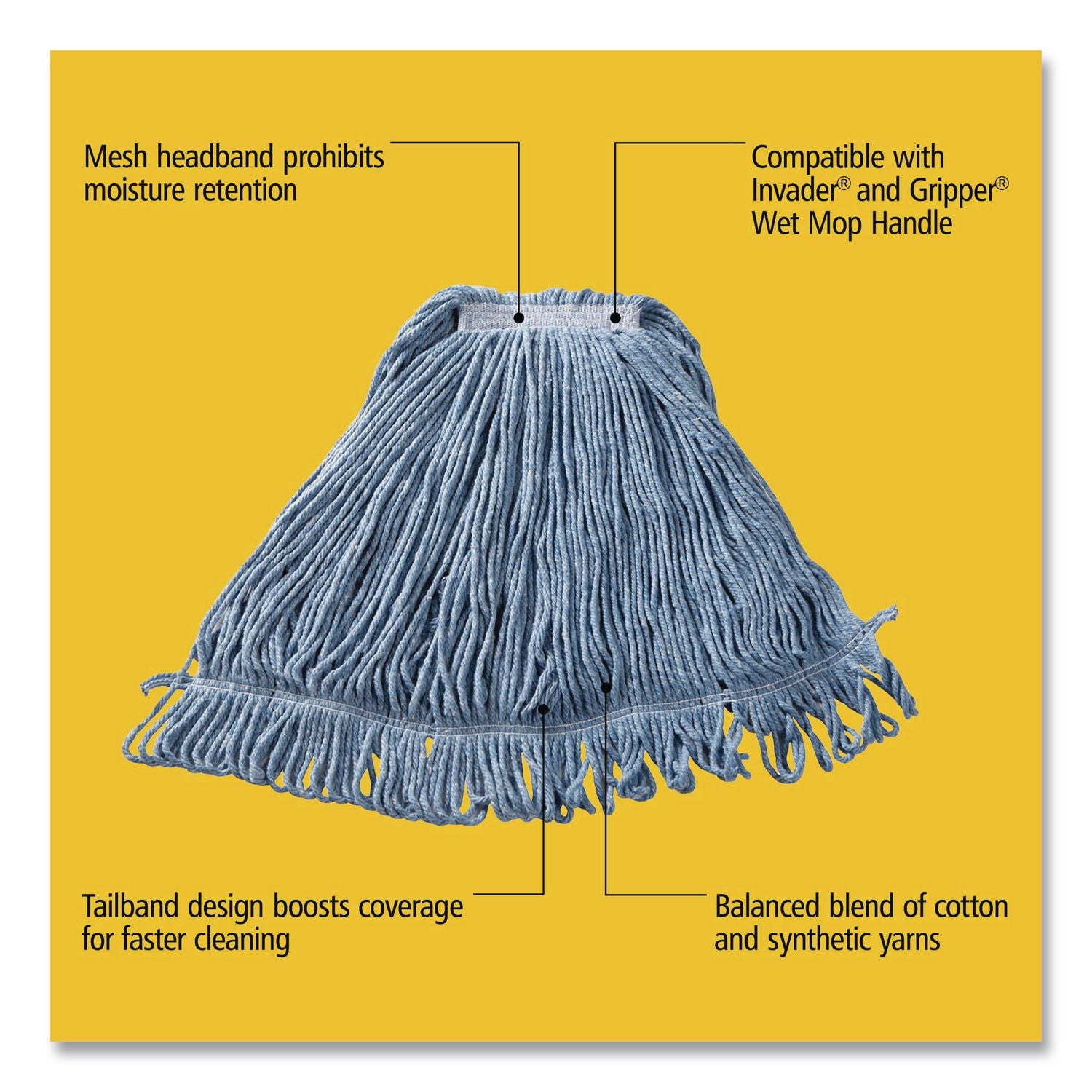 Rubbermaid Commercial Super Stitch Cotton Synthetic Mop, Sold as 1 Each