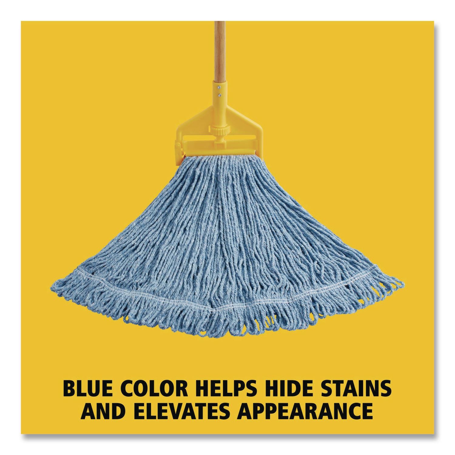 Super Stitch Blend Mop Head, Large, Cotton/Synthetic, Blue, 6/Carton