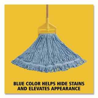 Super Stitch Blend Mop Head, Large, Cotton/Synthetic, Blue, 6/Carton