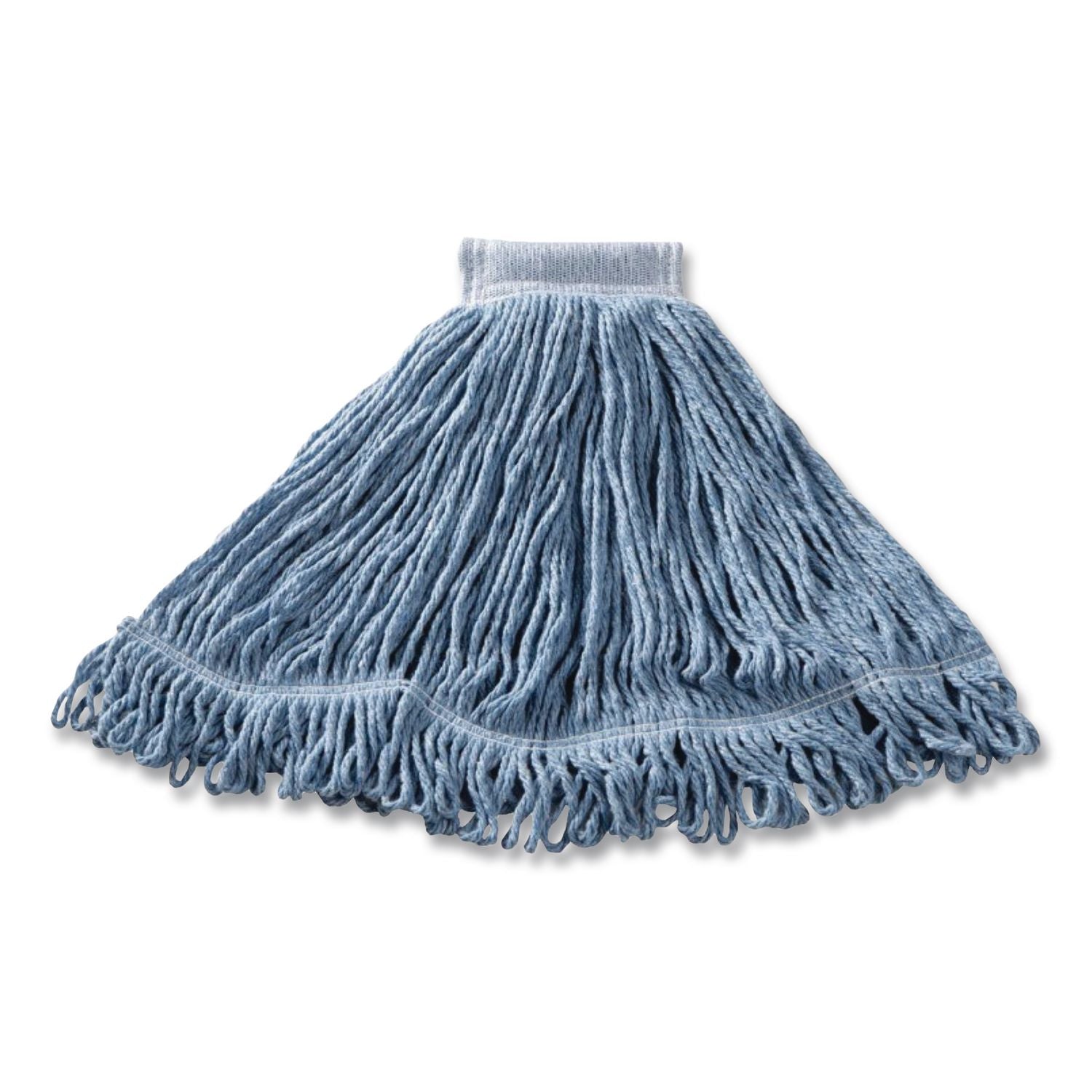 Super Stitch Blend Mop Head, Large, Cotton/Synthetic, Blue, 6/Carton