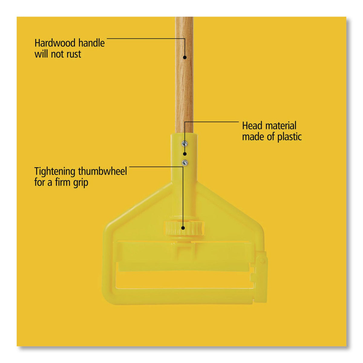 Invader Side-Gate Wood Wet-Mop Handle, 1" dia x 60", Natural, 12/Carton
