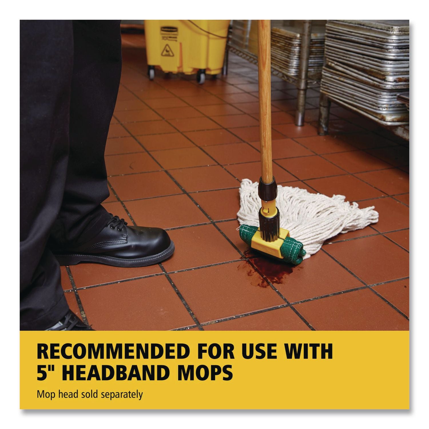 Rubbermaid Gripper Wet Mop Hardwood Handle, Sold as 1 Each