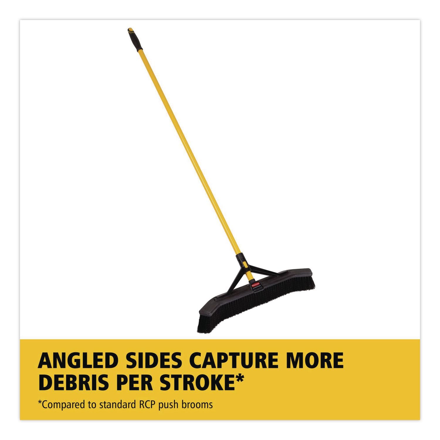 Maximizer Push-to-Center Broom, Poly Bristles, 36 x 58.13, Steel Handle, Yellow/Black