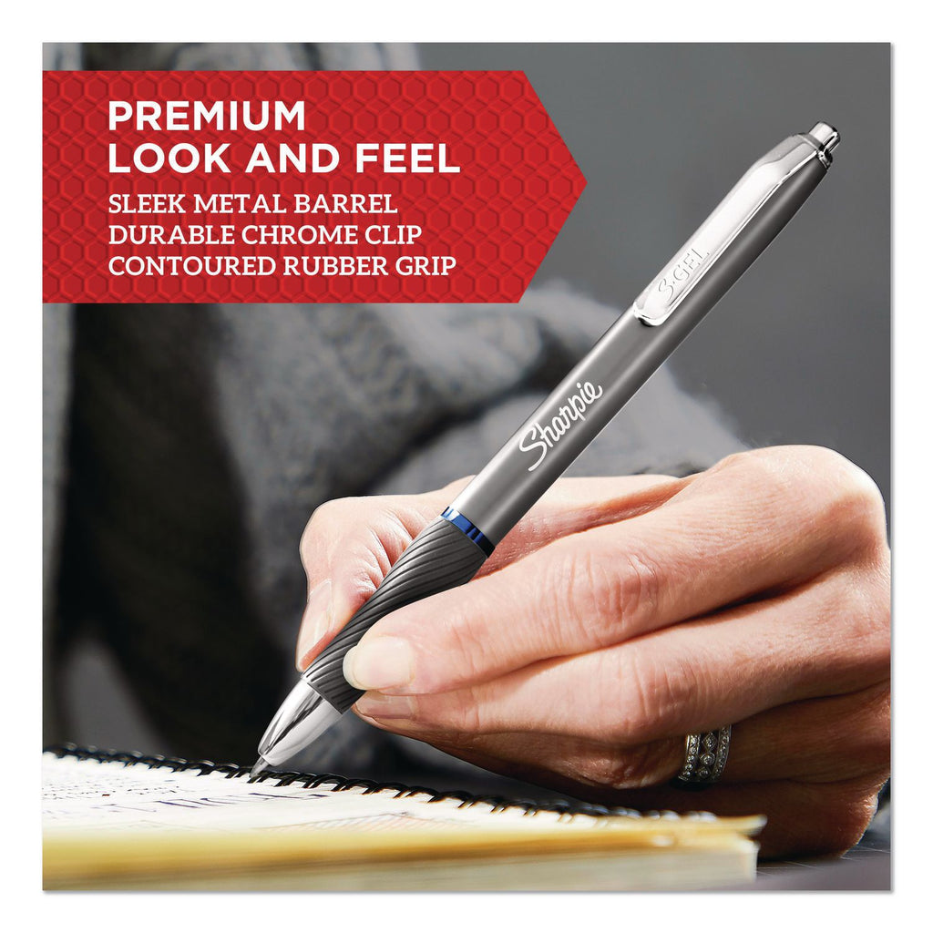 Sharpie S-Gel Pens - Bold Pen Point - 0.7 mm Pen Point Size - Metallic Black - Metallic Black Barrel - 2 / Pack