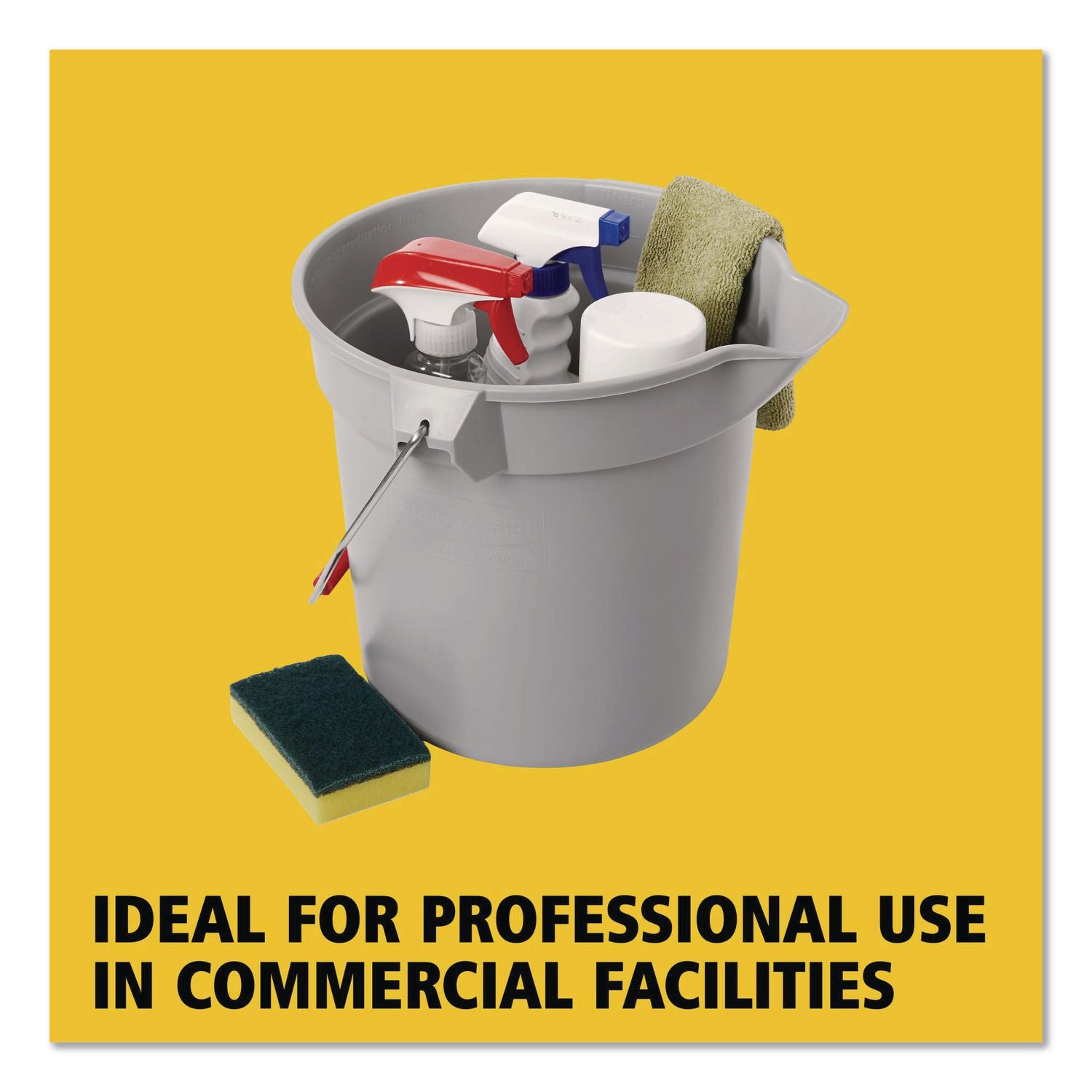 10 Quart Plastic Utility Pail, Plastic, Gray, 10.5" dia