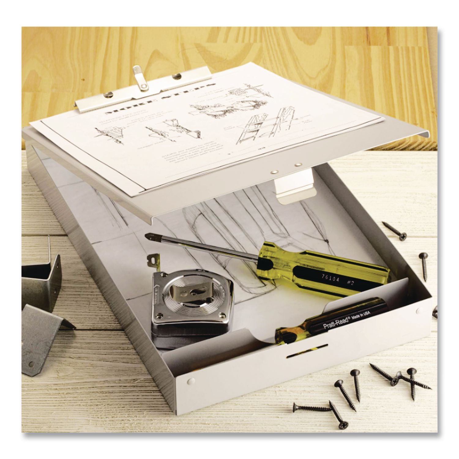 Aluminum Storage Clipboard, Holds 8.5 x 12 Sheets, Silver