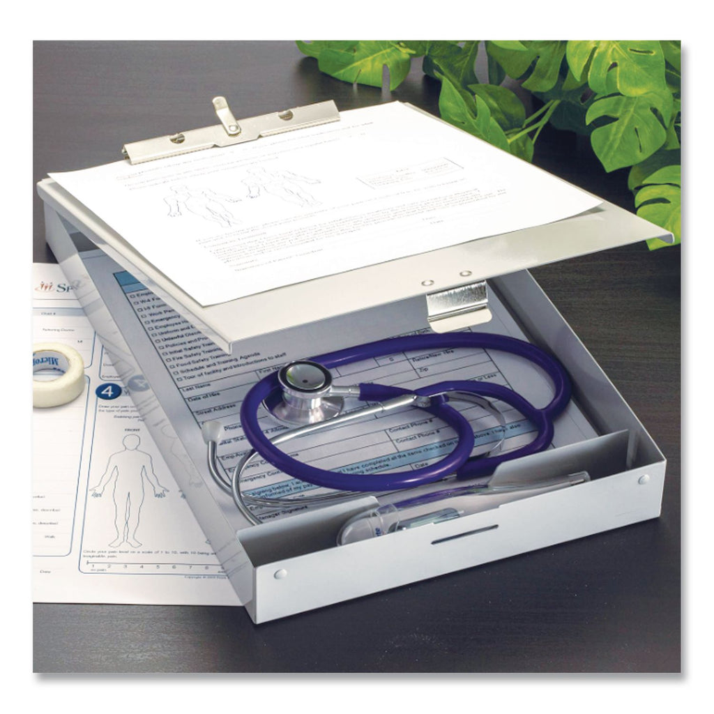 Aluminum Storage Clipboard, Holds 8.5 x 12 Sheets, Silver