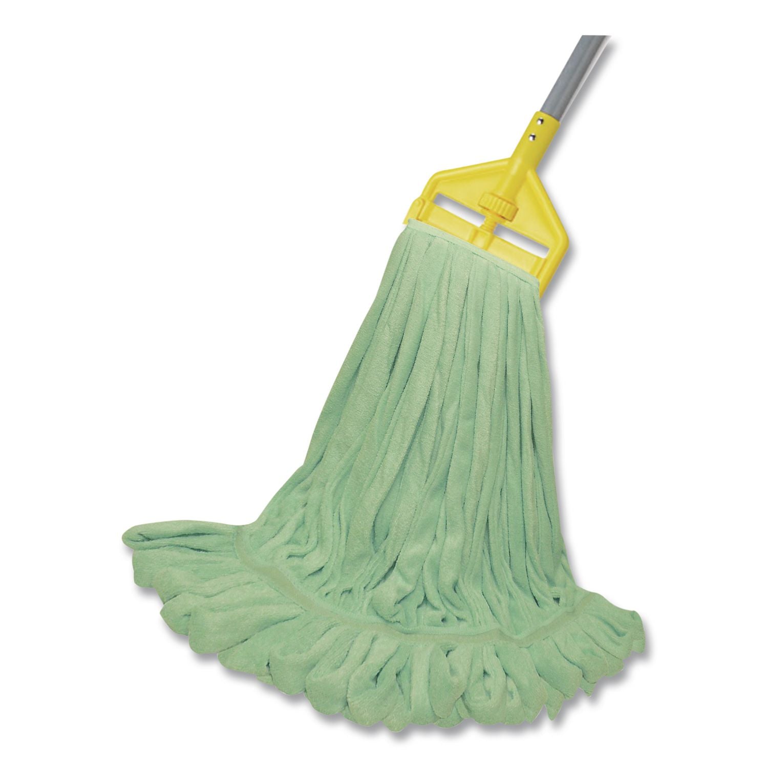 EchoFiber Microfiber Loop Mop, Large, Split Microfiber, 16 x 16, 1.5" Headband, Green, 12/Carton