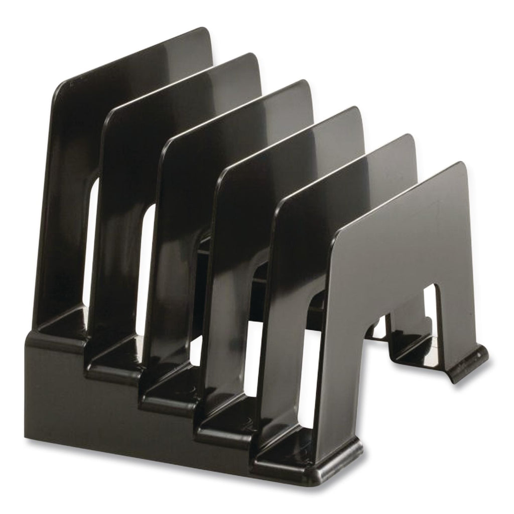 Recycled Incline Mail Sorter, 5 Sections, Envelopes, 8 x 5.5 x 6, Black