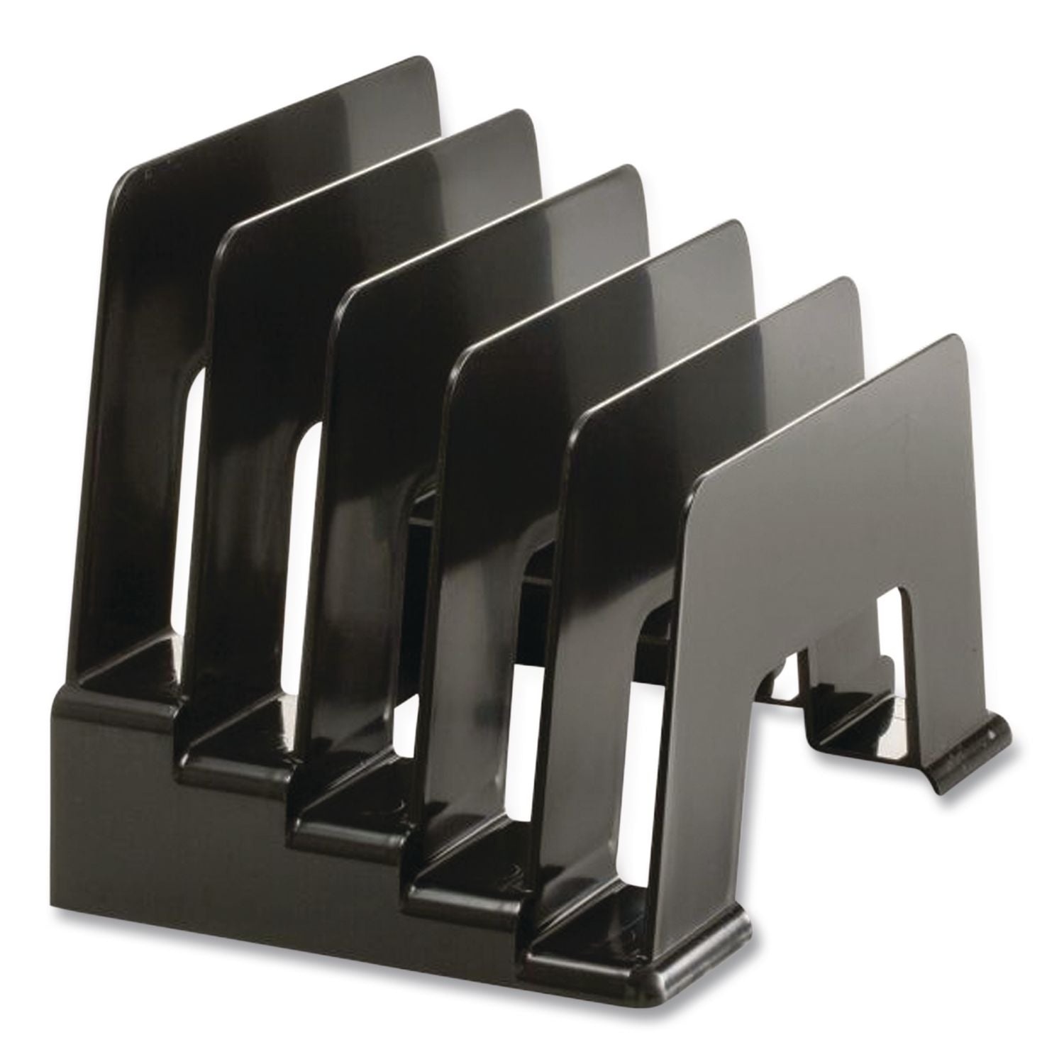 Recycled Incline Mail Sorter, 5 Sections, Envelopes, 8 x 5.5 x 6, Black