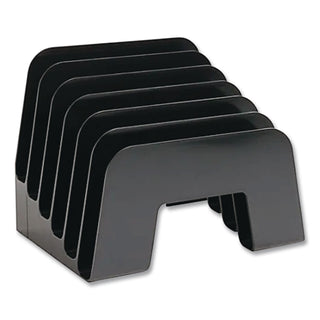 Recycled Incline Mail Sorter, 5 Sections, Envelopes, 8 x 5.5 x 6, Black