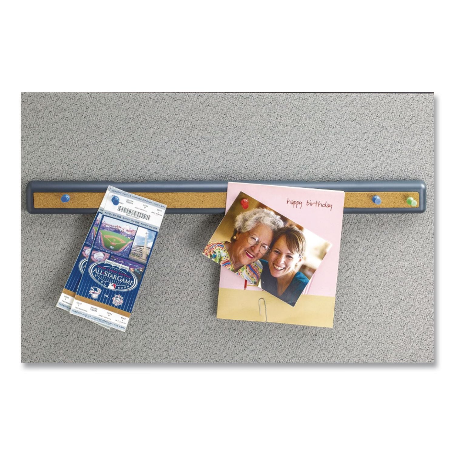 Verticalmate Plastic Cork Bar, 19 x 0.88 x 1.5, Fabric Panel Mount, Gray