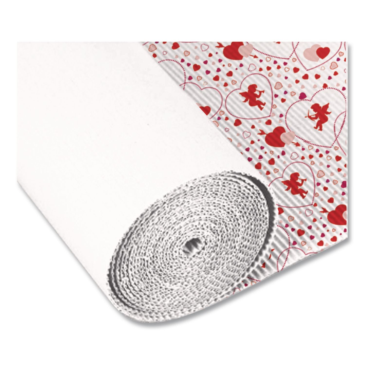 Corobuff Corrugated Paper Roll, 48" x 25 ft, Cupids Hearts