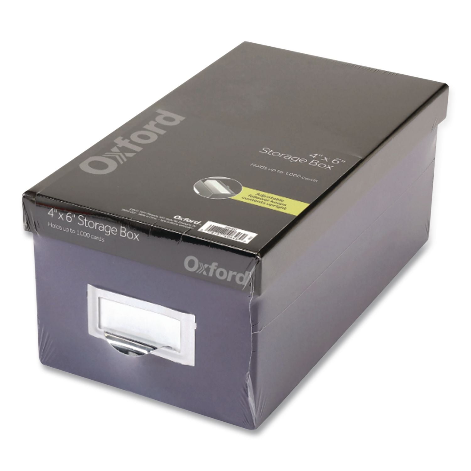 Index Card Storage Box, Holds 1,000 4 x 6 Cards, 6.5 x 11.5 x 5, Pressboard, Indigo/Black