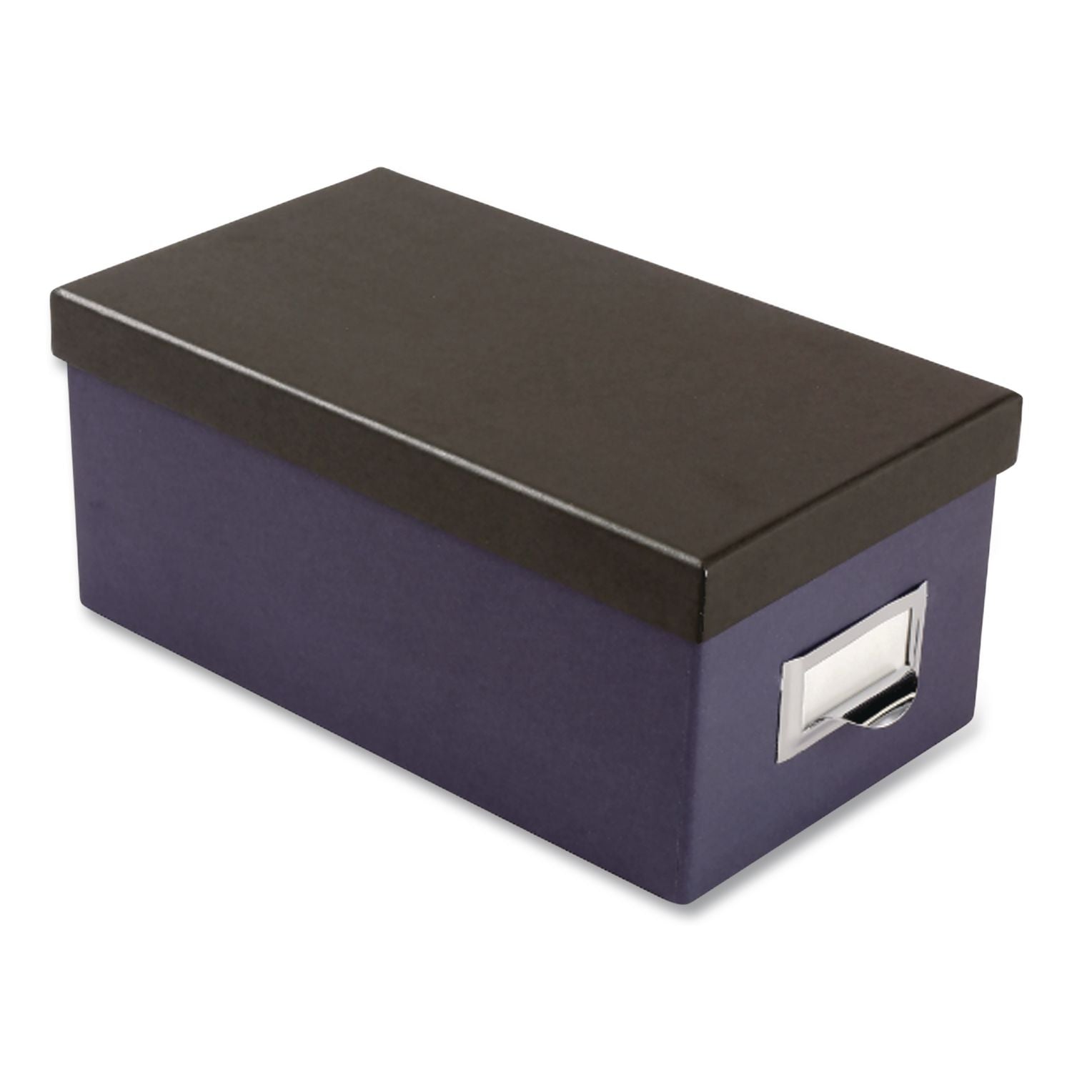 Index Card Storage Box, Holds 1,000 4 x 6 Cards, 6.5 x 11.5 x 5, Pressboard, Indigo/Black