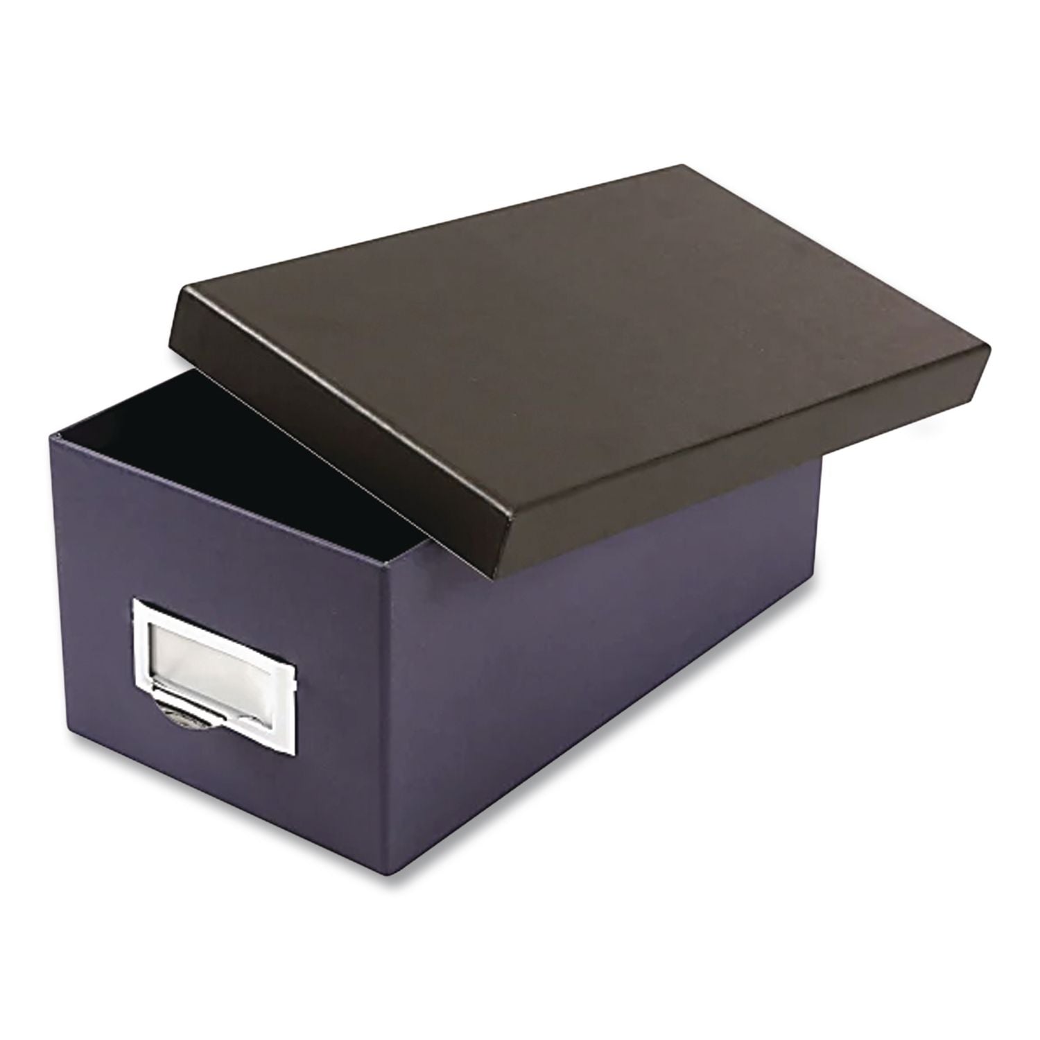 Index Card Storage Box, Holds 1,000 4 x 6 Cards, 6.5 x 11.5 x 5, Pressboard, Indigo/Black
