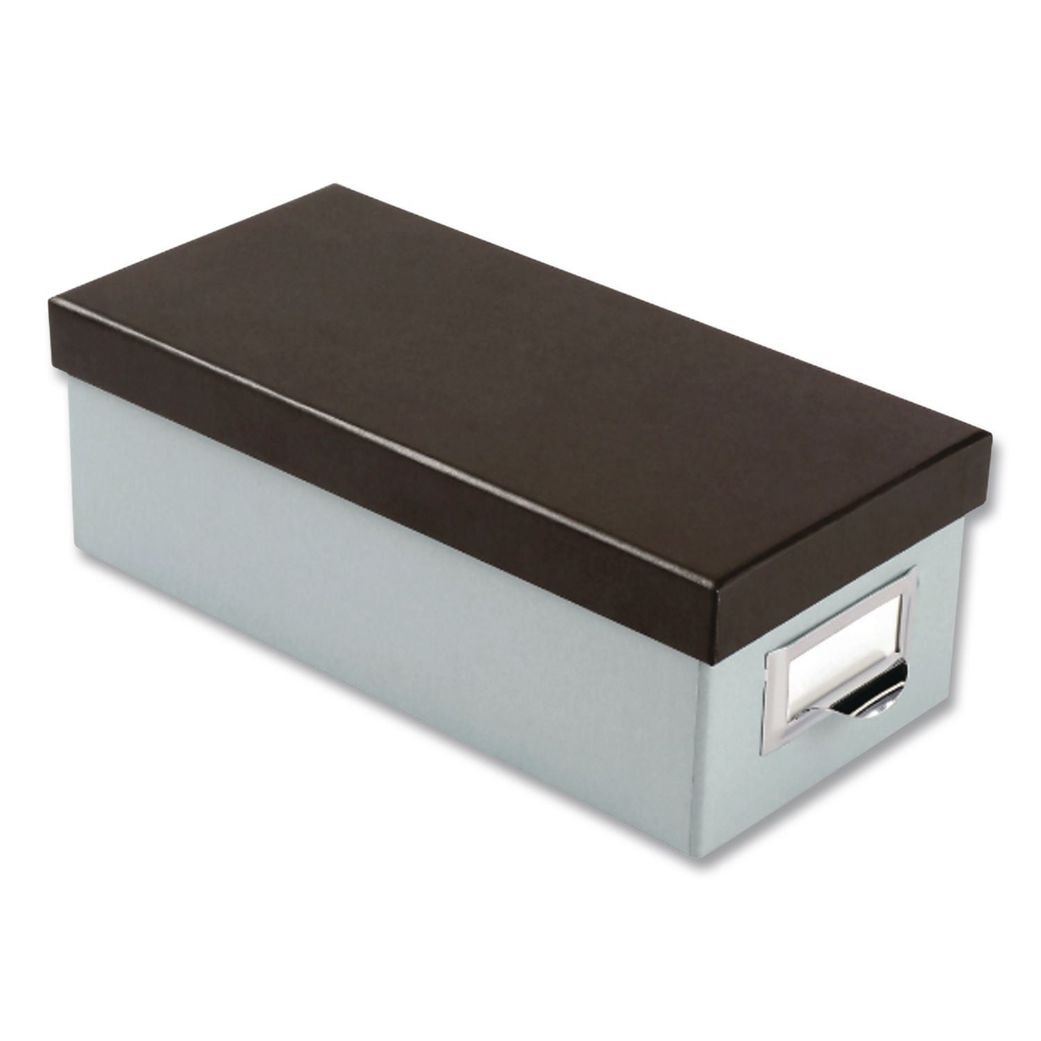 Index Card Storage Box, Holds 1,000 3 x 5 Cards, 5.5 x 11.5 x 3.88, Pressboard, Blue Fog/Black