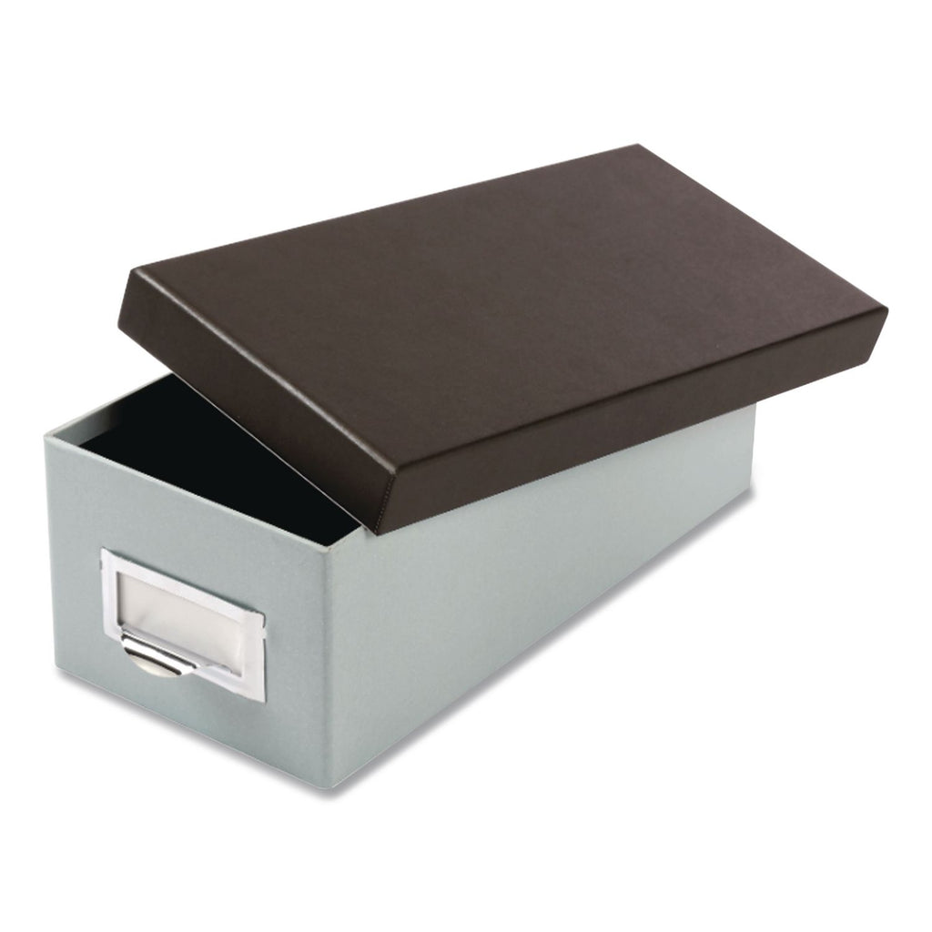 Index Card Storage Box, Holds 1,000 3 x 5 Cards, 5.5 x 11.5 x 3.88, Pressboard, Blue Fog/Black