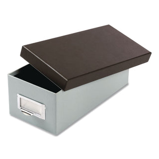 Index Card Storage Box, Holds 1,000 3 x 5 Cards, 5.5 x 11.5 x 3.88, Pressboard, Blue Fog/Black