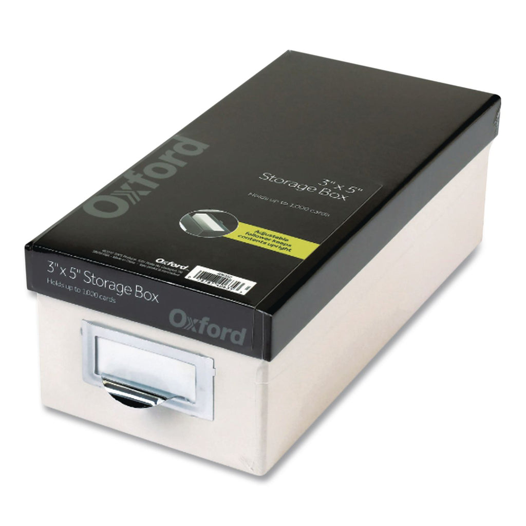 Index Card Storage Box, Holds 1,000 3 x 5 Cards, 5.5 x 11.5 x 3.88, Pressboard, Marble White/Black