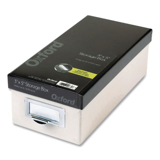 Index Card Storage Box, Holds 1,000 3 x 5 Cards, 5.5 x 11.5 x 3.88, Pressboard, Marble White/Black