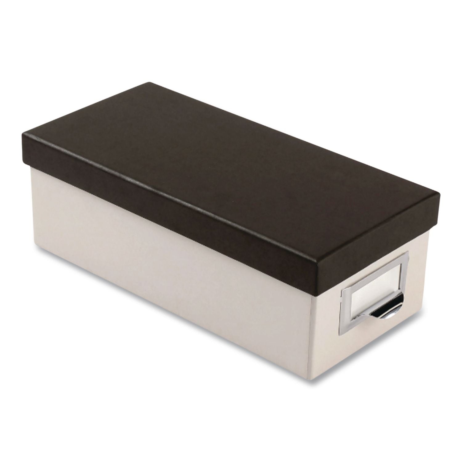 Index Card Storage Box, Holds 1,000 3 x 5 Cards, 5.5 x 11.5 x 3.88, Pressboard, Marble White/Black
