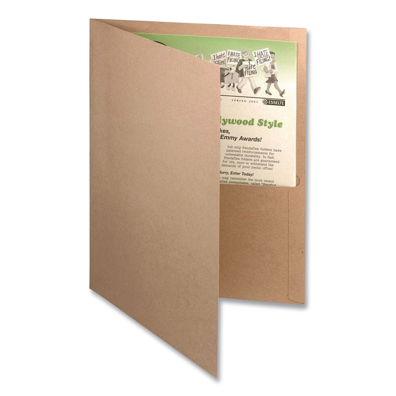 Earthwise by Oxford 100% Recycled Paper Twin-Pocket Portfolio, 100 Sheet Capacity, 11 x 8.5, Natural, 10/Pack