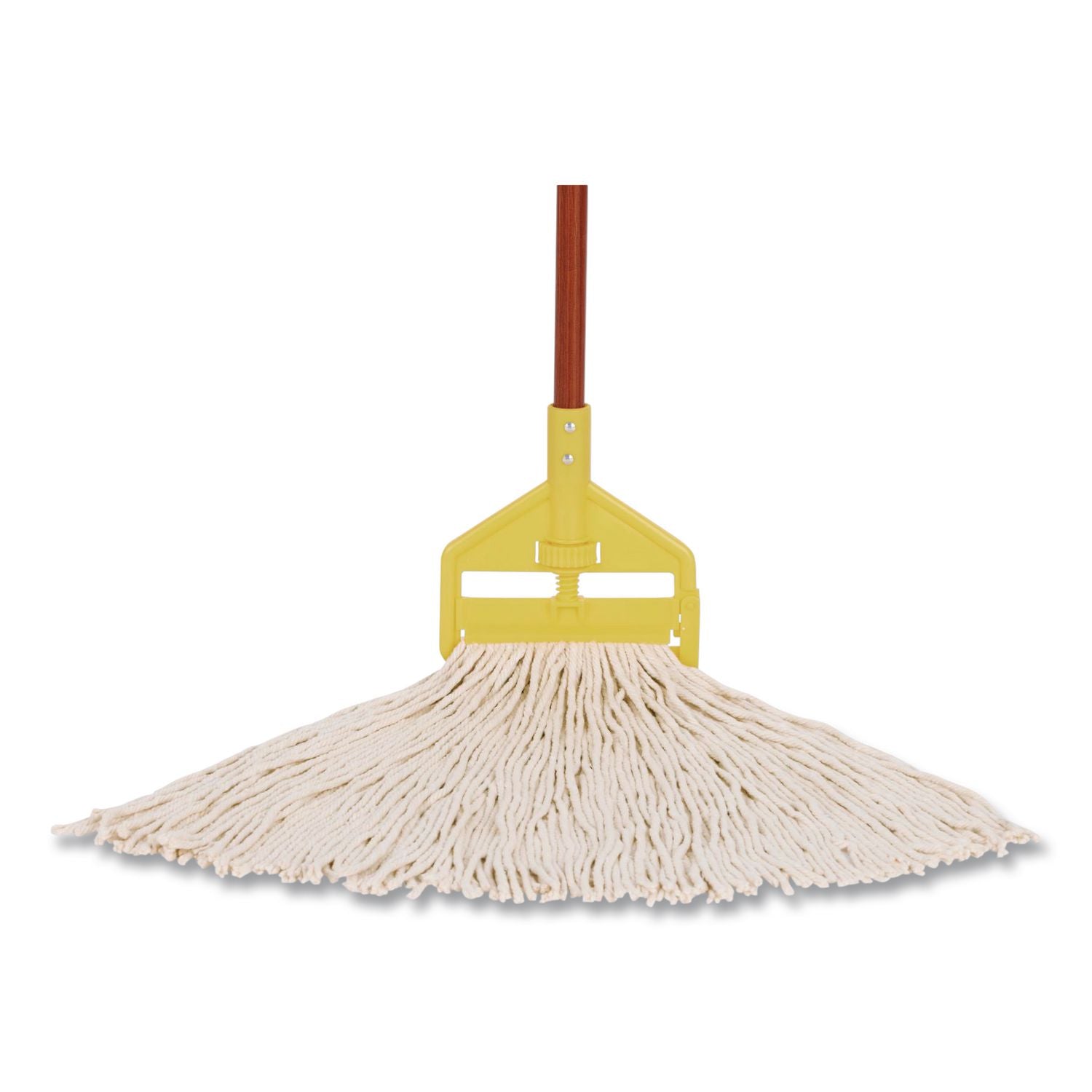 Premium Cut-End Cotton Wet Mop Head, 16oz, White, 1'' Orange Band, 12/Carton