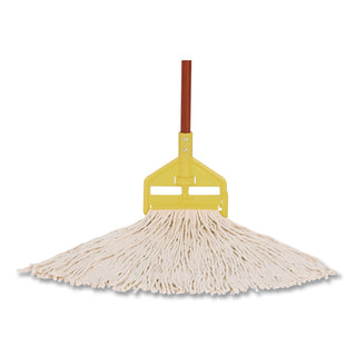 Premium Cut-End Cotton Wet Mop Head, 16oz, White, 1'' Orange Band, 12/Carton