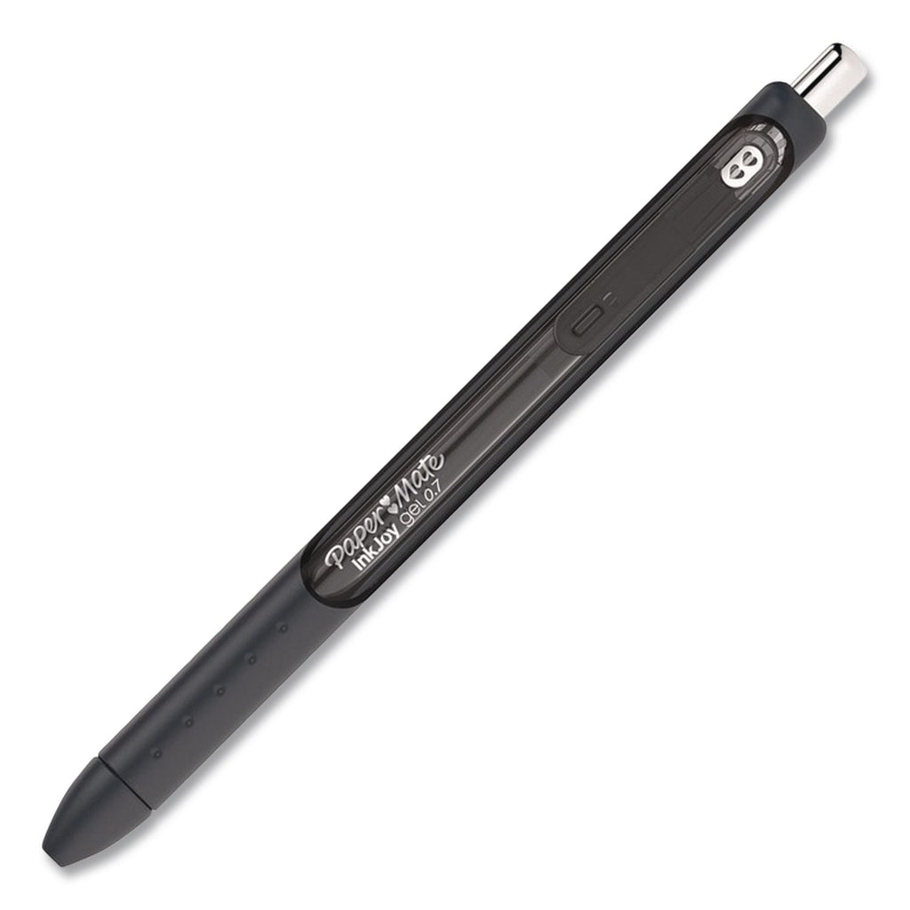 InkJoy Gel Pen, Retractable, Medium 0.7 mm, Black Ink, Black/Smoke Barrel, 8/Pack