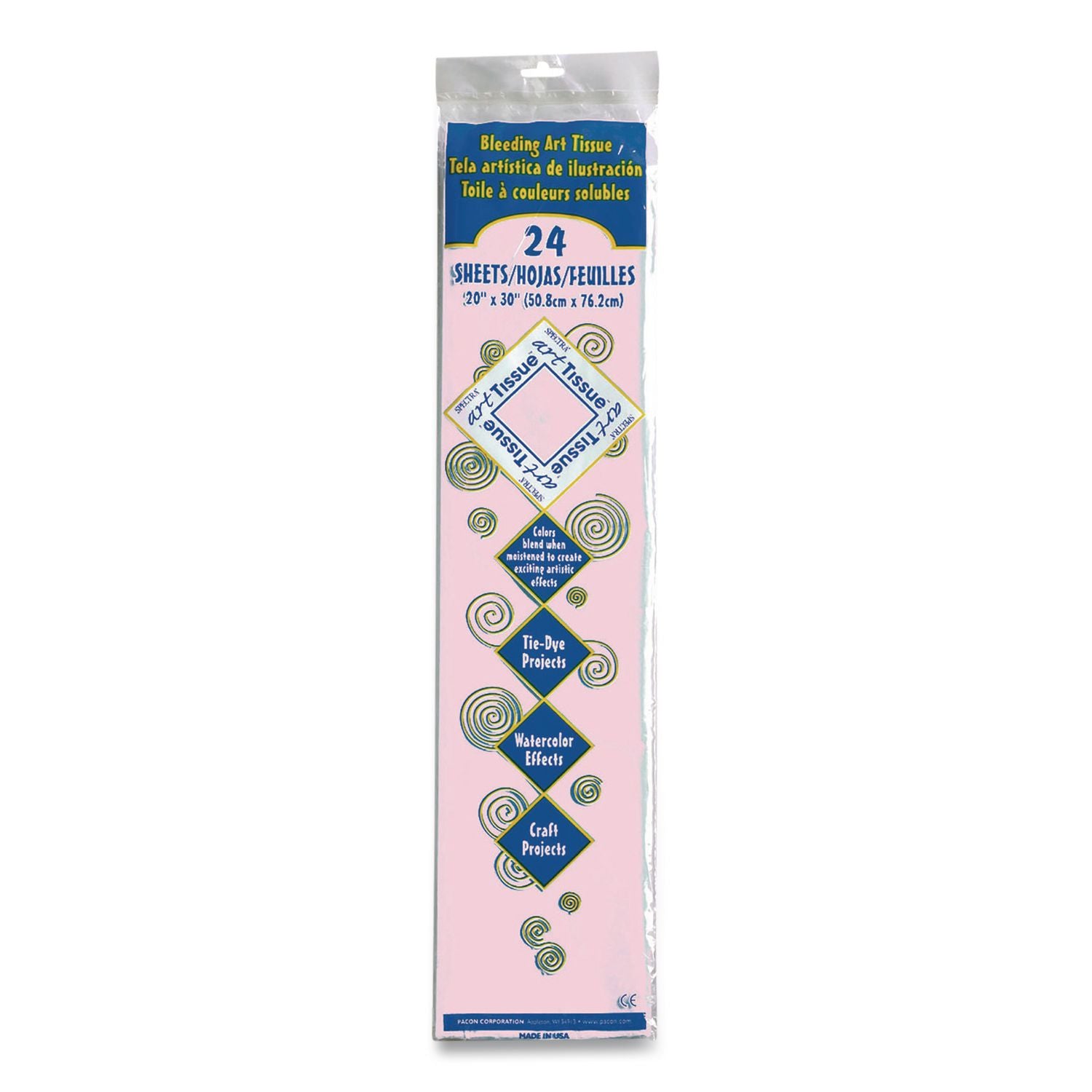 Spectra Art Tissue, 23 lb Tissue Weight, 20 x 30, Baby Pink, 24/Pack
