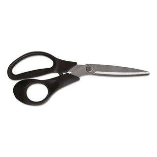 Stainless Steel Scissors, 8" Long, 3.58" Cut Length, Black Offset Handle