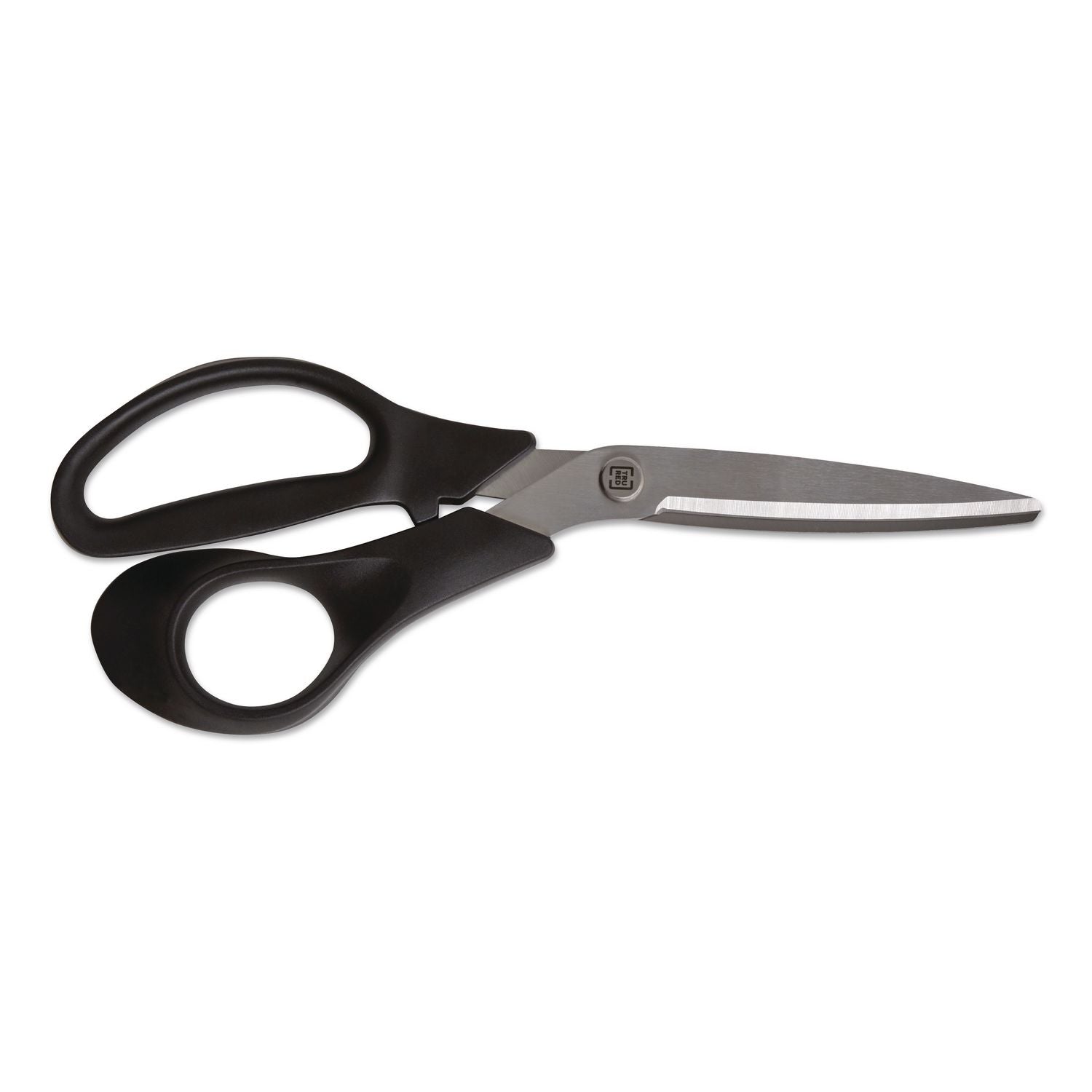 Stainless Steel Scissors, 8" Long, 3.58" Cut Length, Black Offset Handle