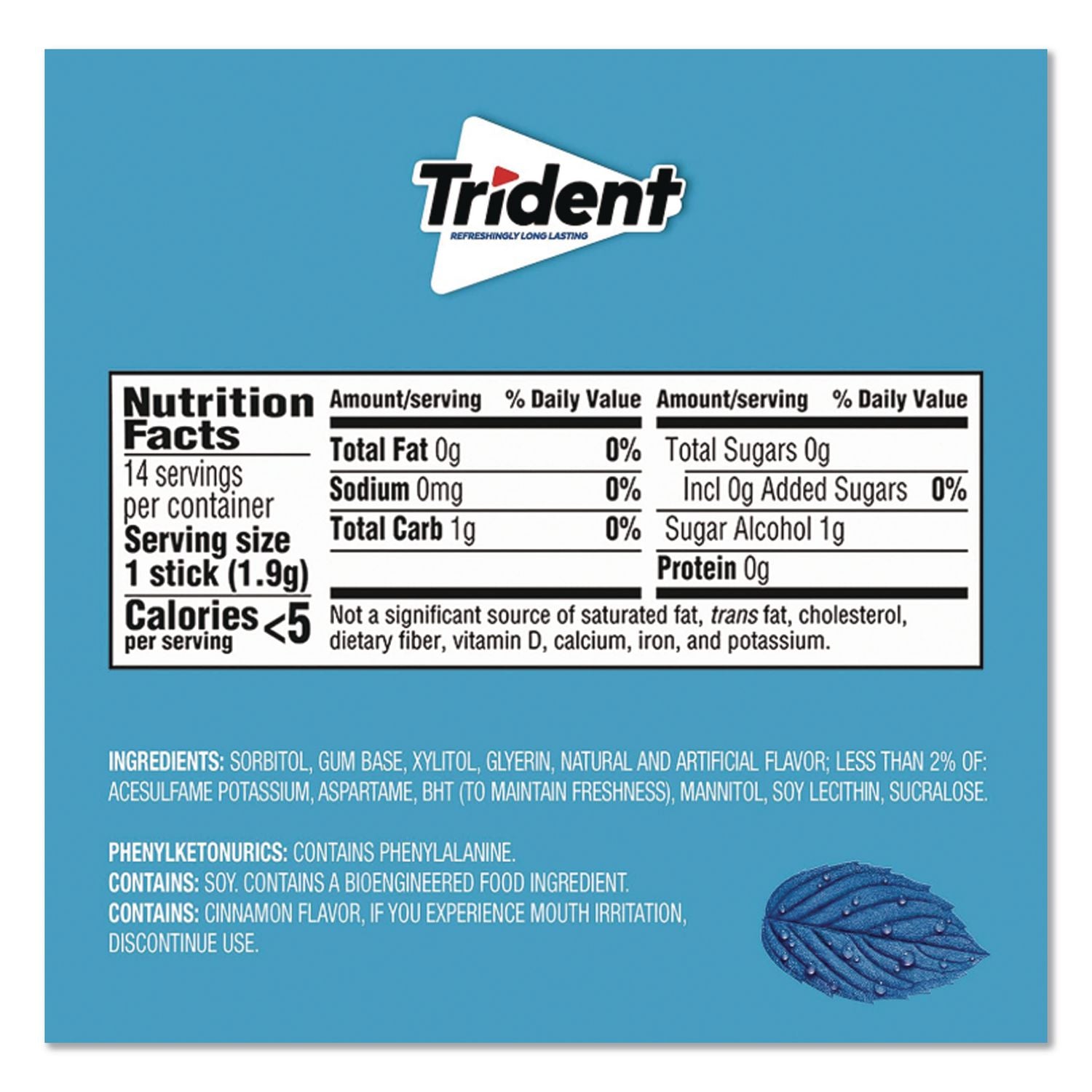 Sugar-Free Gum, Original Mint, 14 Sticks/Pack, 12 Pack/Box