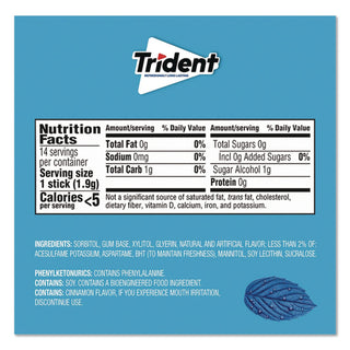 Sugar-Free Gum, Original Mint, 14 Sticks/Pack, 12 Pack/Box