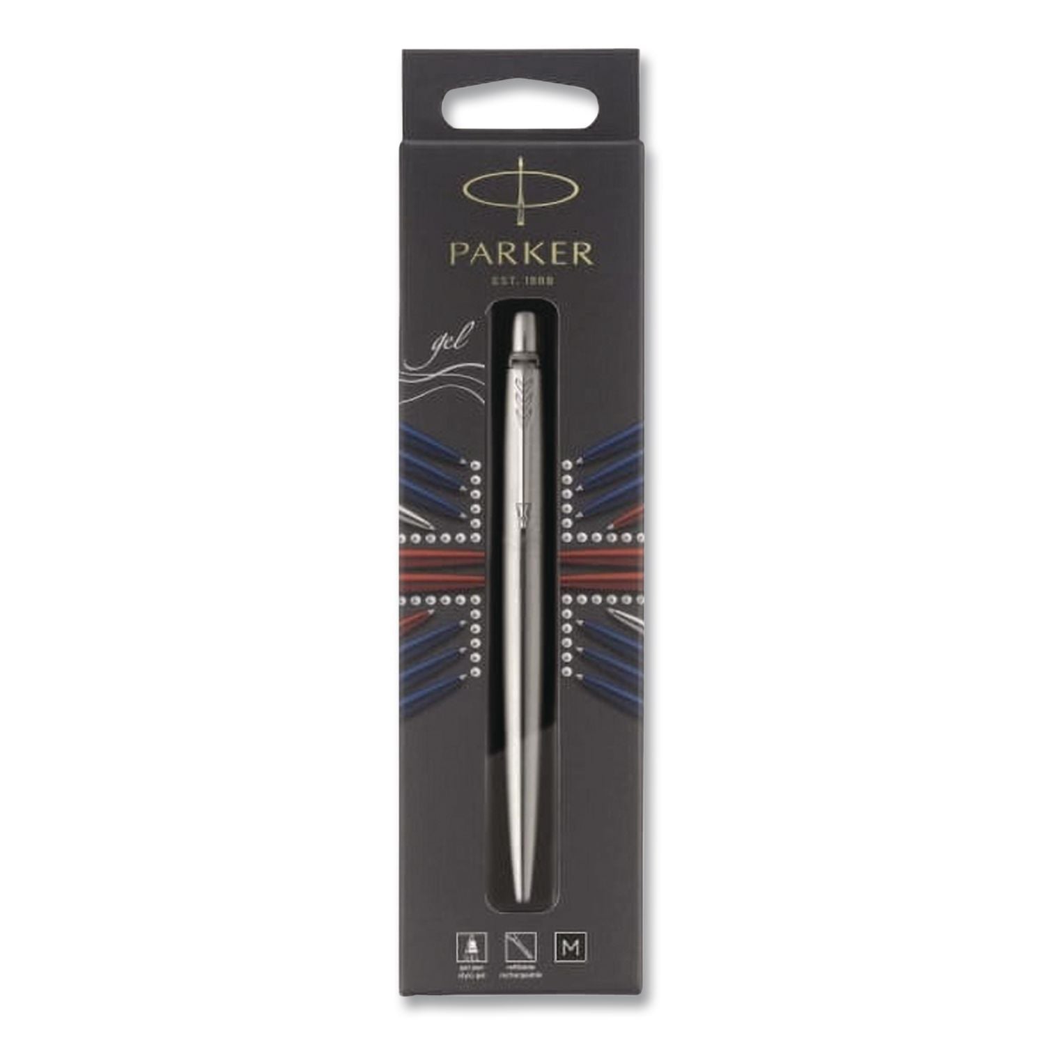 Jotter Retractable Gel Pen, Medium 0.7 mm, Black Ink, Stainless Steel Barrel