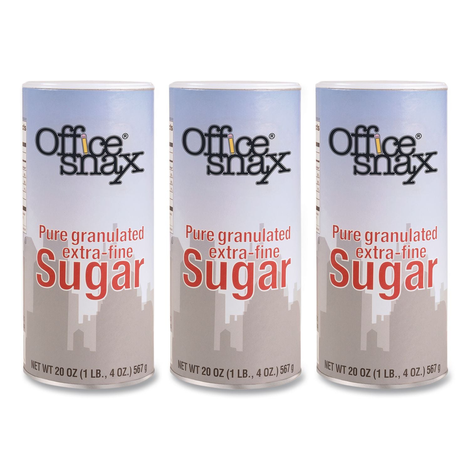 Reclosable Canister of Sugar, 20 oz, 3/Pack