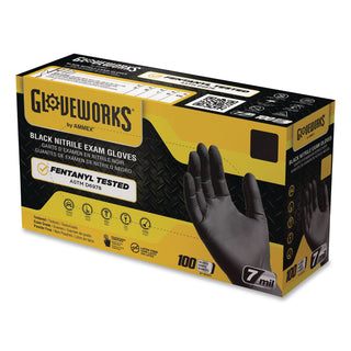 Nitrile Exam Gloves, Powder-Free, 6 mil, Small, Black, 100 Gloves/Box, 10/Carton