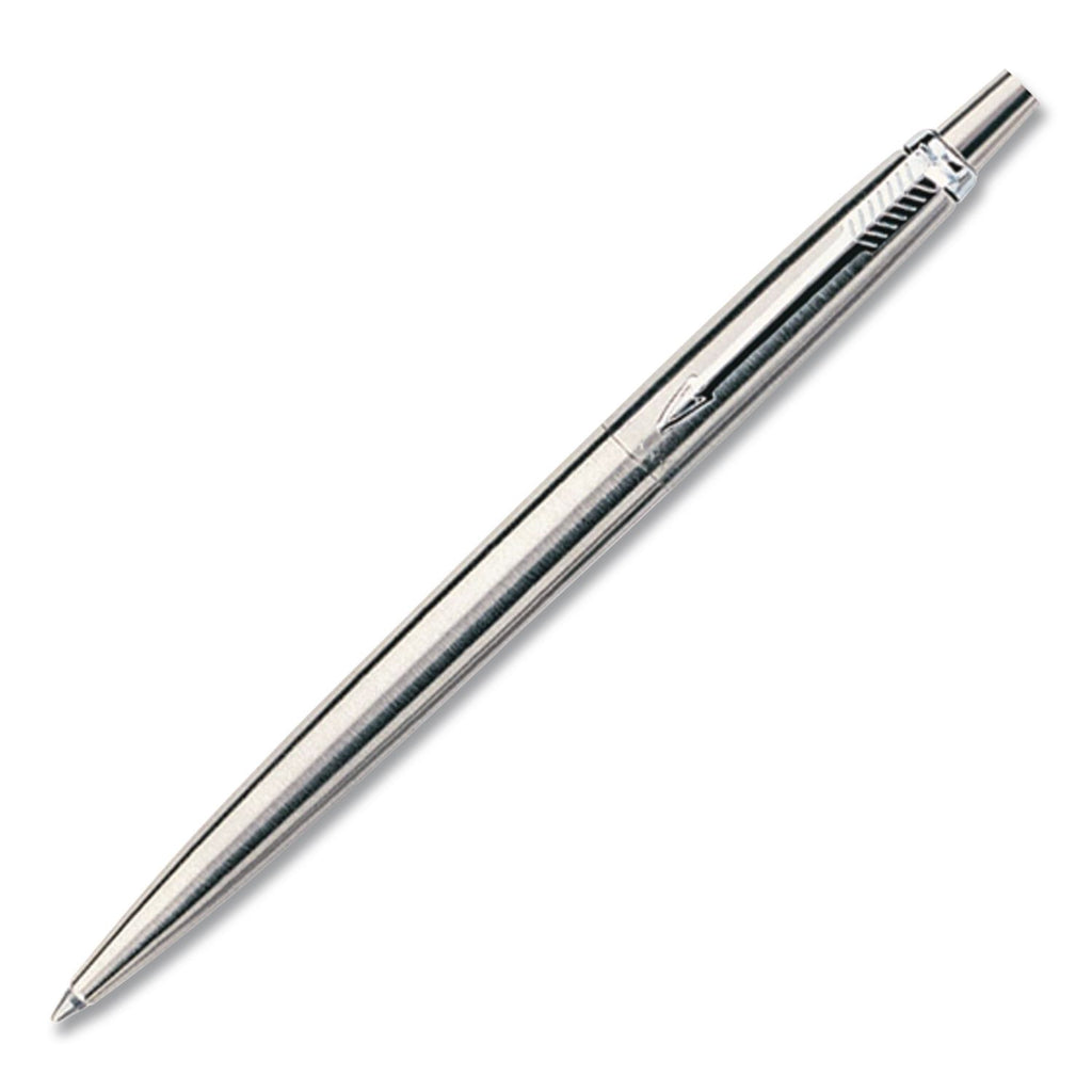 Jotter Rollerball Pen, Medium Point 0.7 mm, Black Ink, Stainless Steel Barrel