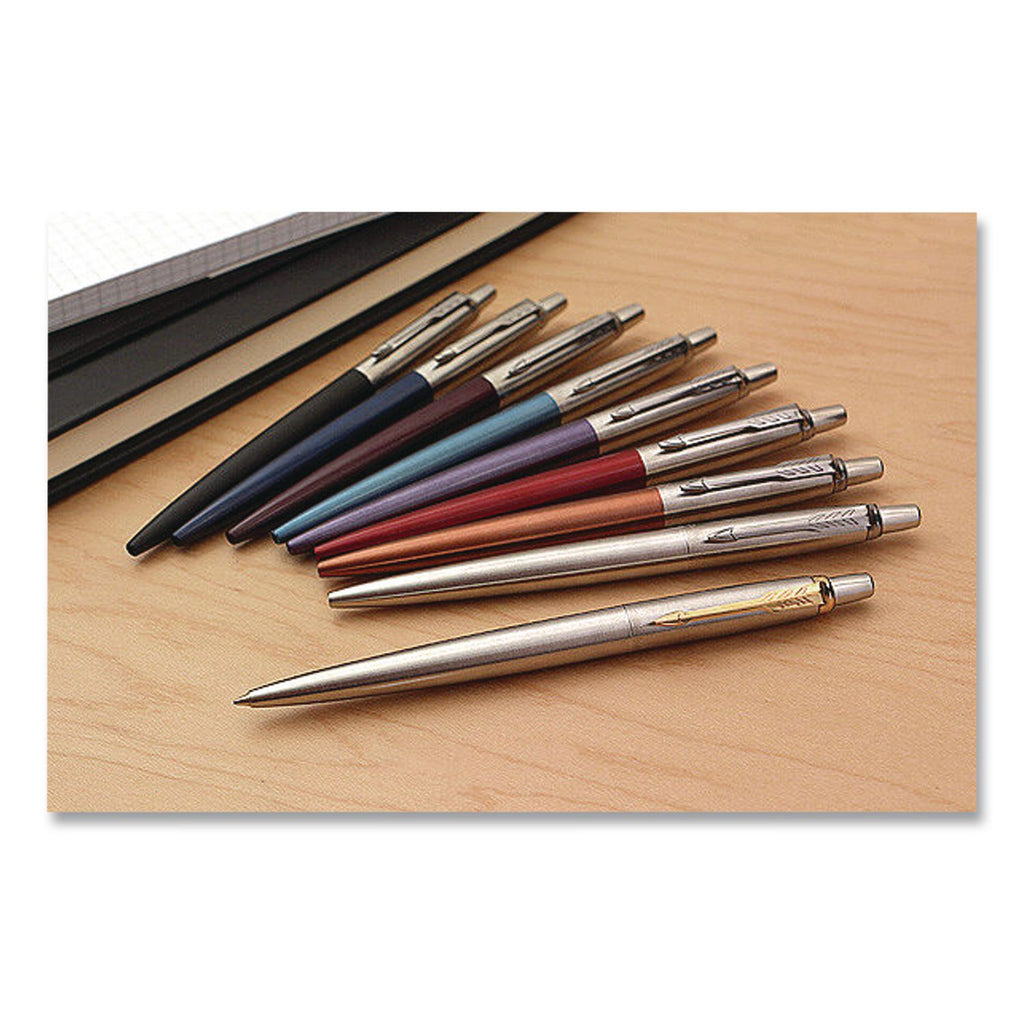 Jotter Rollerball Pen, Medium Point 0.7 mm, Black Ink, Stainless Steel Barrel