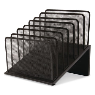 Wire Mesh Incline Sorter, Open Design, 5 Sections, Letter-Size, 7.72 x 11.65 x 10.83, Matte Black