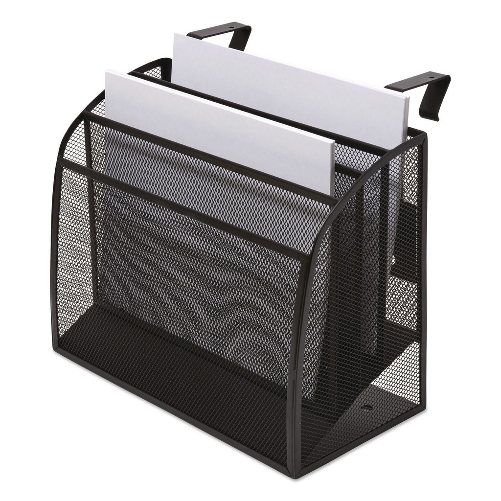 Wire Mesh Incline Sorter, Enclosed Design, 4 Sections, Letter-Size, 12.99 x 6.49 x 10.15, Matte Black